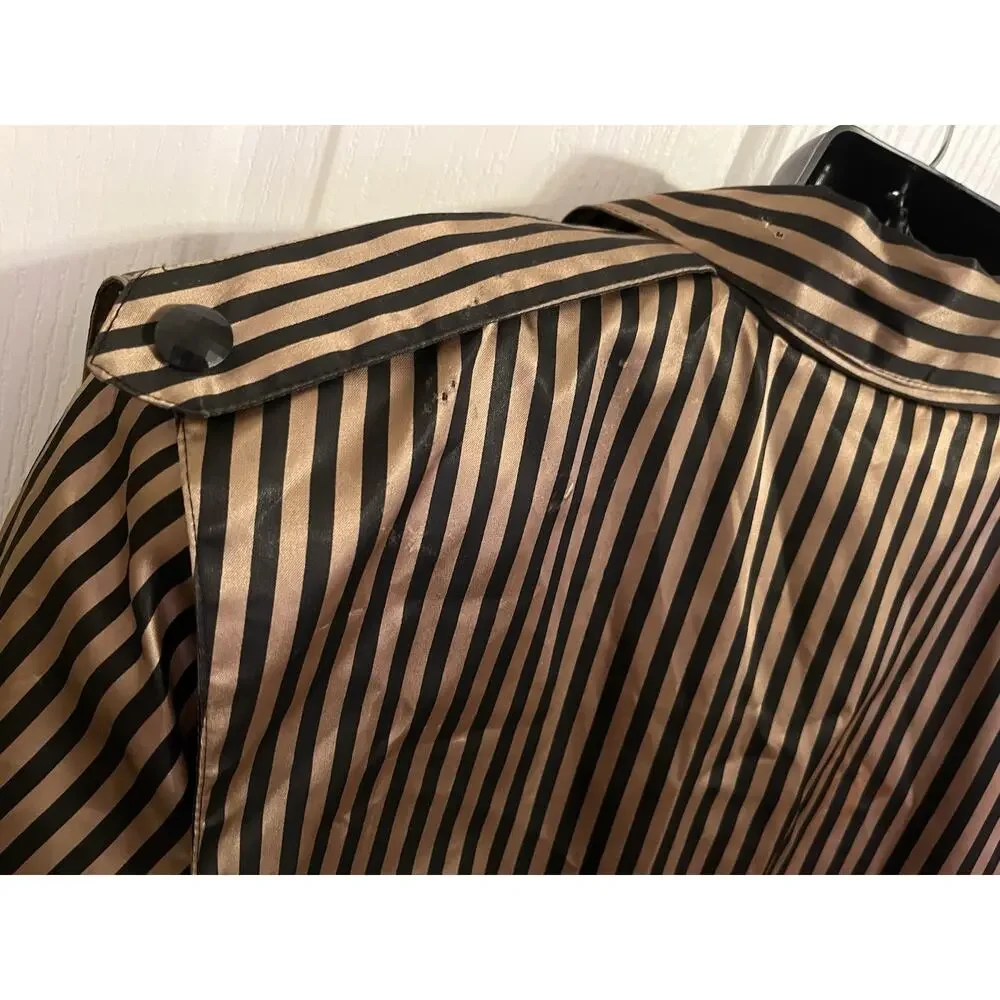 VTG 90s Cache Blazer Jacket Black Gold Striped Belted Satin Finish Mod Disco S/M